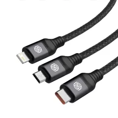  Datu kabeļi NILLKIN SWIFT PRO 3-in-1 USB-A to L/M/C  melns