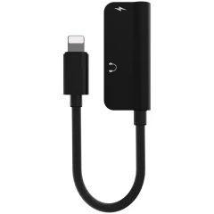  Datu kabeļi RockPower audio adapter-Lightning to dual Lightning  melns