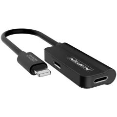  Datu kabeļi RockPower audio adapter-Lightning to dual Lightning  melns