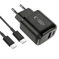 Aksesuāri Datu kabeļi Viedierīču Aksesuāri TECH-PROTECT NCA45W-GAN 2-PORT NETWORK CHARGER PD 45W / QC3.0 + TYPE-C CABLE
