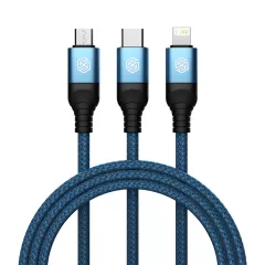 Puhelintarvikkeet Liitäntäkaapelit NILLKIN SWIFT PRO 3-in-1 USB-A to L/M/C  sininen