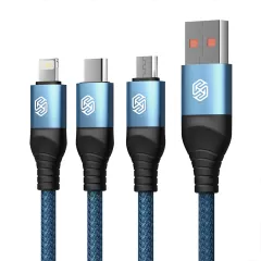 Puhelintarvikkeet Liitäntäkaapelit NILLKIN SWIFT PRO 3-in-1 USB-A to L/M/C  sininen