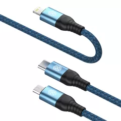 Puhelintarvikkeet Liitäntäkaapelit NILLKIN SWIFT PRO 3-in-1 USB-A to L/M/C  sininen