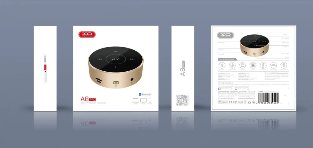 Puhelintarvikkeet Bluetooth-kaiuttimet XO MOBILE A8 PRO Gold Bluetooth Mini Wireless Speaker  kultainen
