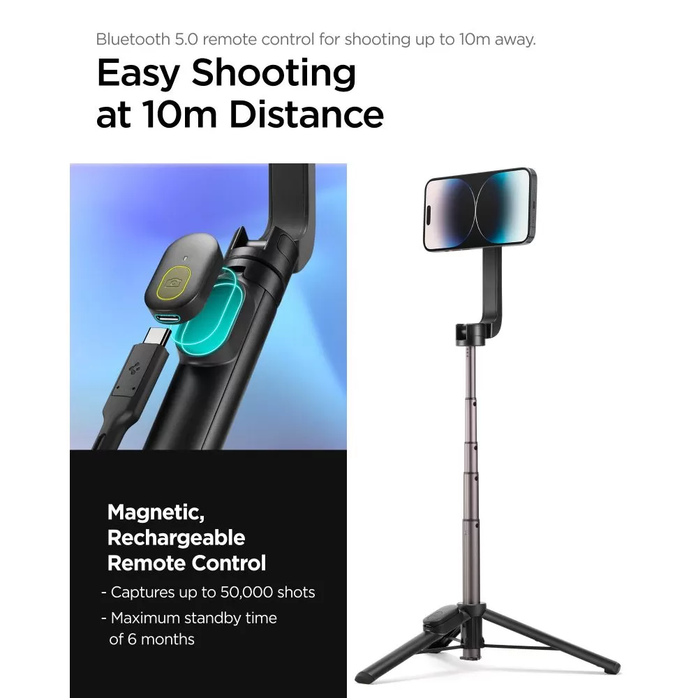  Selfie Stick SPIGEN S570W MAGSAFE BLUETOOTH SELFIE STICK TRIPOD  melns