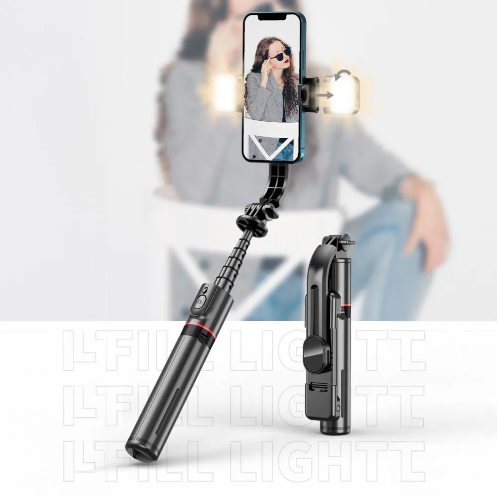  Selfie Stick TECH-PROTECT L05S BLUETOOTH SELFIE STICK TRIPOD & LED LIGHT  melns