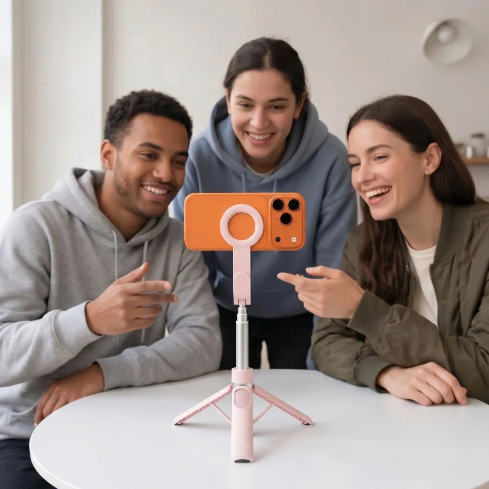  Selfie Stick TECH-PROTECT L11S MAGSAFE BLUETOOTH SELFIE STICK TRIPOD Viedierīču rozā