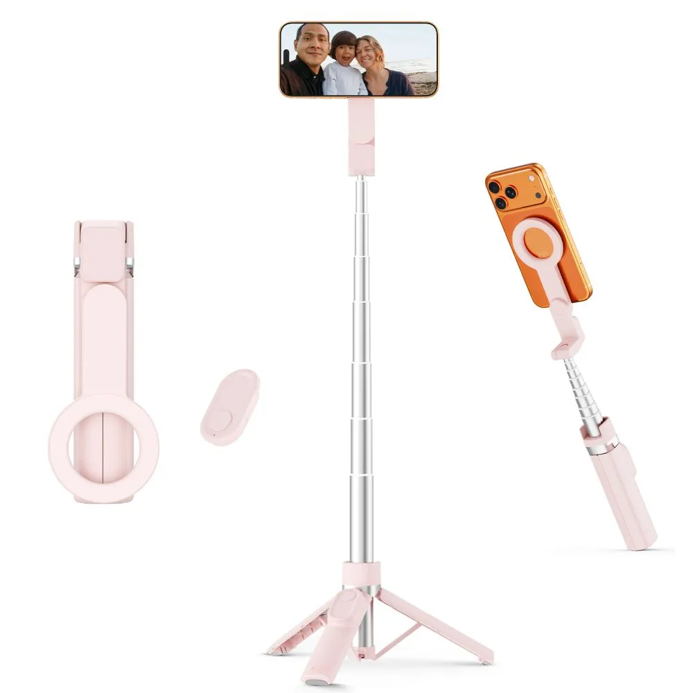  Selfie Stick TECH-PROTECT L11S MAGSAFE BLUETOOTH SELFIE STICK TRIPOD Viedierīču rozā