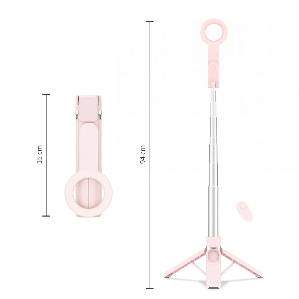  Selfie Stick TECH-PROTECT L11S MAGSAFE BLUETOOTH SELFIE STICK TRIPOD Viedierīču rozā