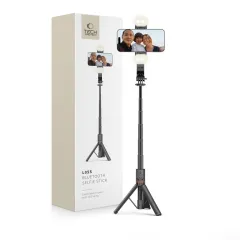  Selfie Stick TECH-PROTECT L05S BLUETOOTH SELFIE STICK TRIPOD & LED LIGHT  melns
