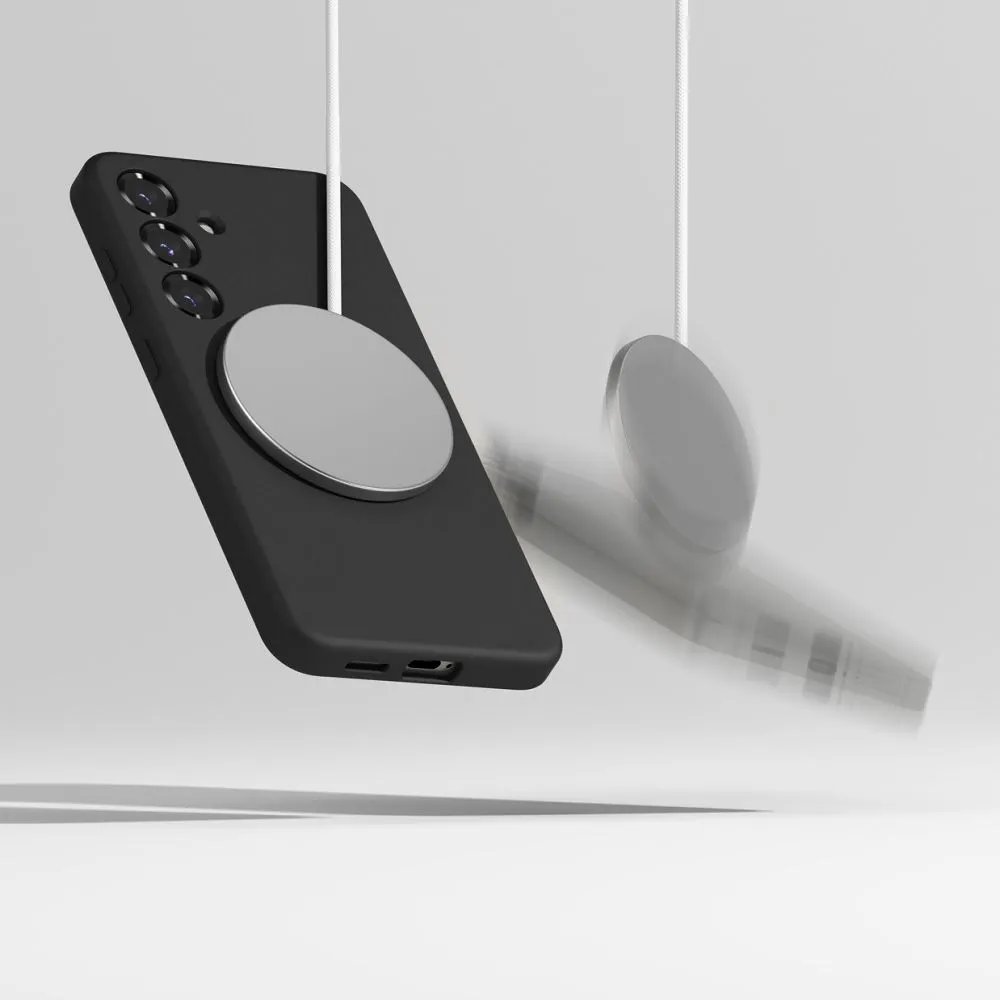 Samsung Galaxy S25 vāciņš melns RINGKE SILICONE MAGNETIC MAGSAFE
