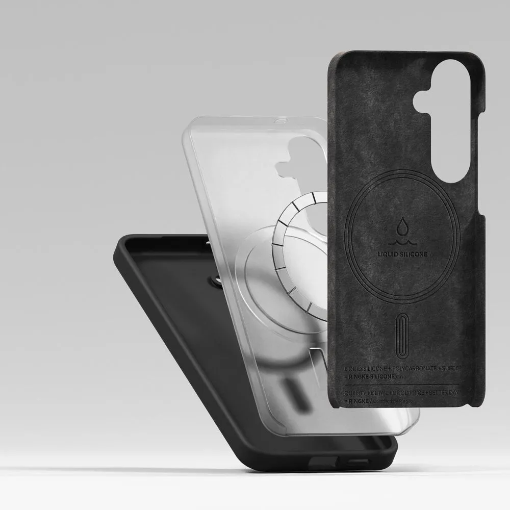 Samsung Galaxy S25 vāciņš melns RINGKE SILICONE MAGNETIC MAGSAFE