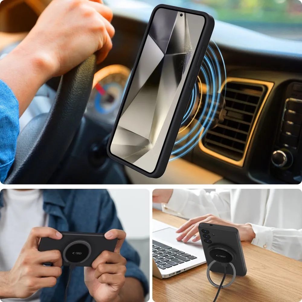 Samsung Galaxy S25 Plus чехол черный TECH-PROTECT LIQUID SILICONE MAGSAFE