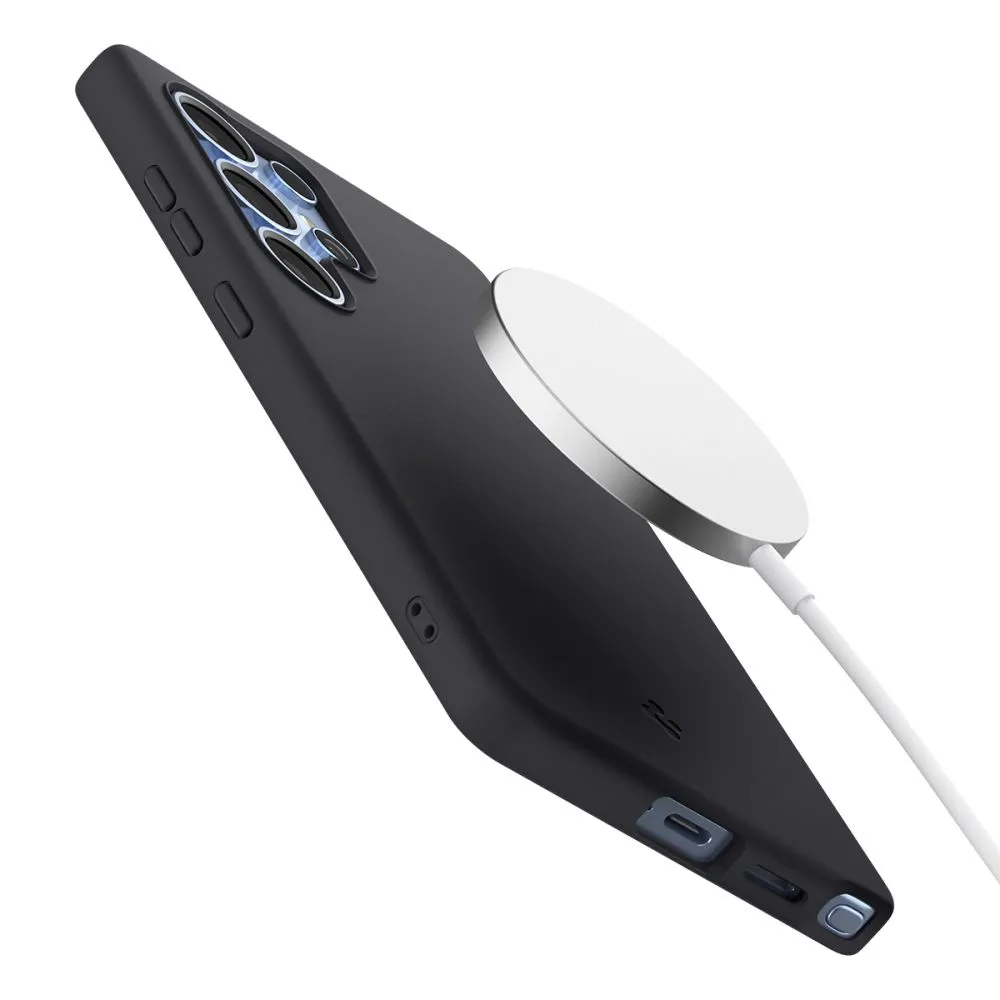 Samsung Galaxy S25 Ultra skal svart SPIGEN SILICONE FIT MAG MAGSAFE