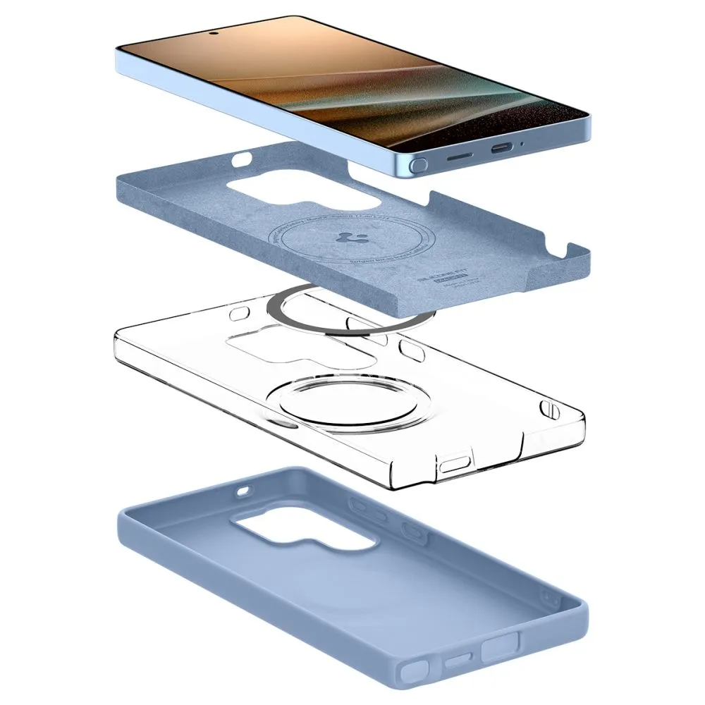 Samsung Galaxy S25 Ultra vāciņš zils SPIGEN SILICONE FIT MAG MAGSAFE