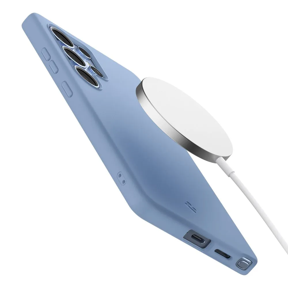 Samsung Galaxy S25 Ultra vāciņš zils SPIGEN SILICONE FIT MAG MAGSAFE