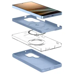 Samsung Galaxy S25 Ultra vāciņš zils SPIGEN SILICONE FIT MAG MAGSAFE