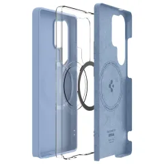 Samsung Galaxy S25 Ultra vāciņš zils SPIGEN SILICONE FIT MAG MAGSAFE