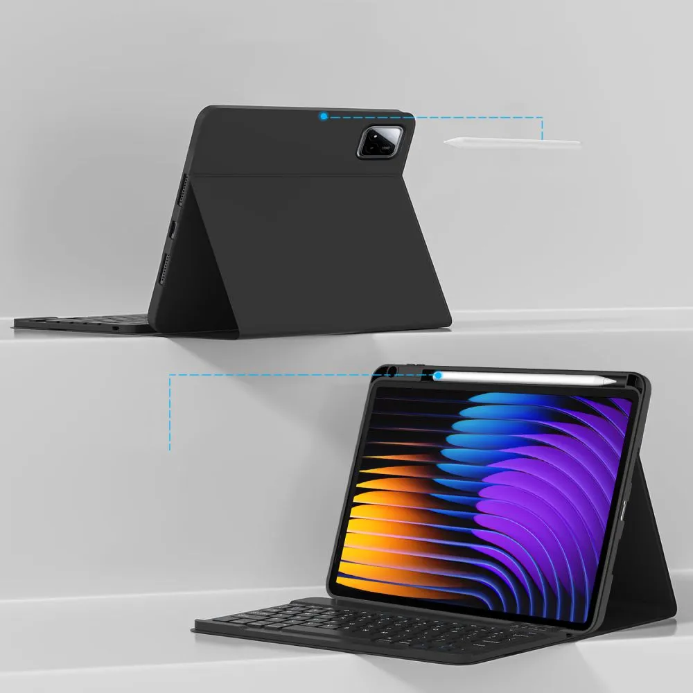 Xiaomi Pad 7/Pad 7 Pro maciņš melns TECH-PROTECT SC PEN + KEYBOARD