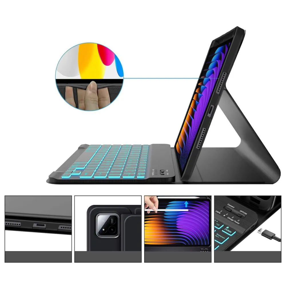 Xiaomi Pad 7/Pad 7 Pro maciņš melns TECH-PROTECT SC PEN + KEYBOARD