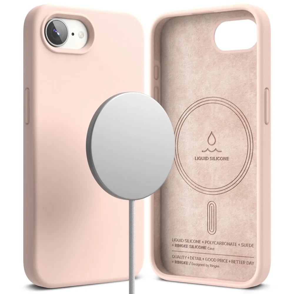 Apple iPhone 16e suojakuori pinkki RINGKE SILICONE MAGNETIC MAGSAFE