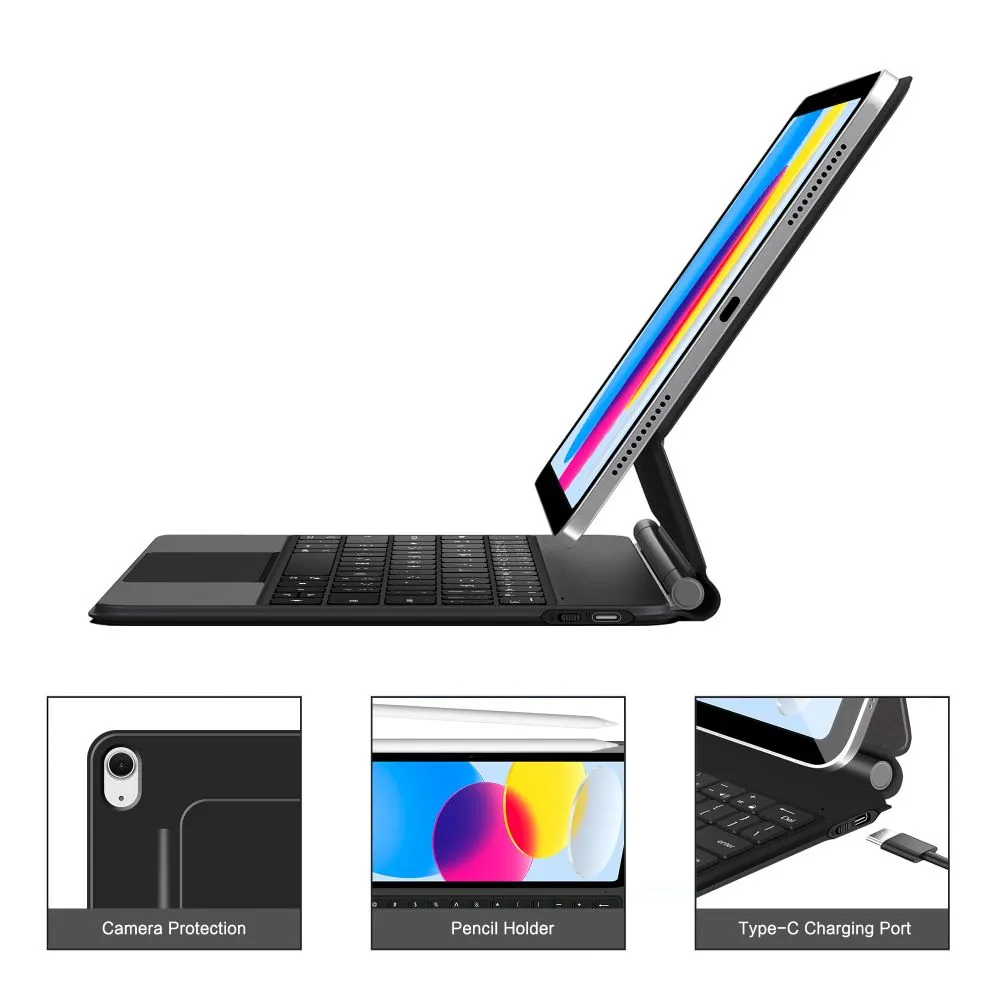 Apple iPad 11 (2025) maciņš melns TECH-PROTECT SMARTCASE MAGNETIC + KEYBOARD