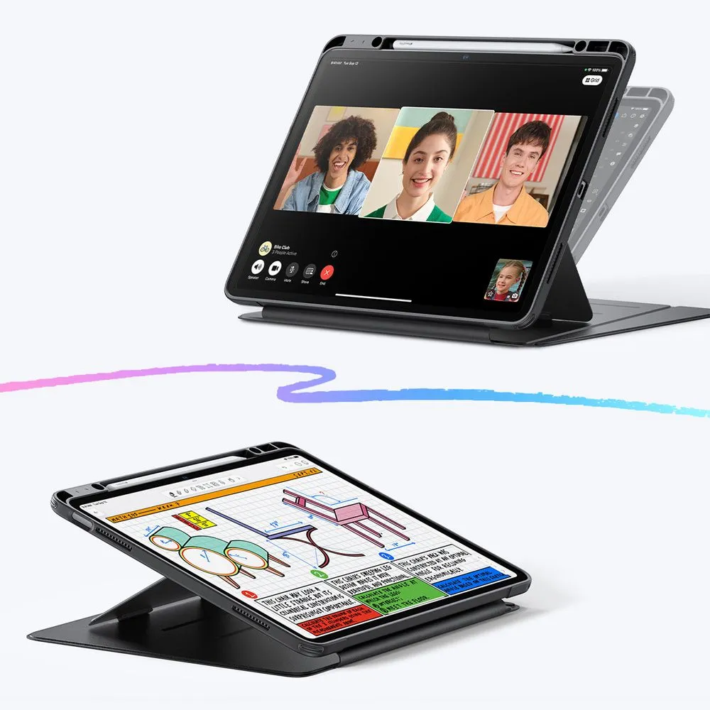 Apple iPad Air 13 (2025) tablet suojakuori, suojakotelo musta ESR FLIP HYBRID