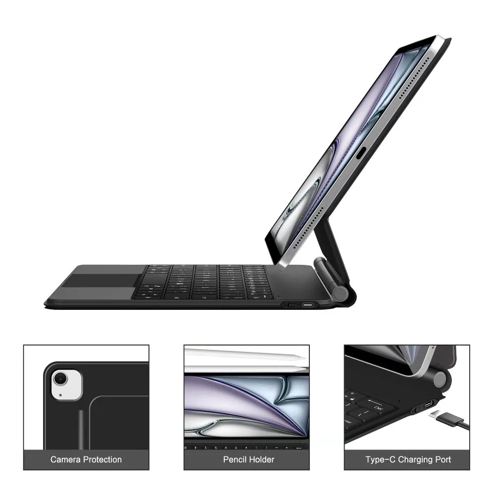 Apple iPad Air 13 (2025) чехол для планшетa черный TECH-PROTECT SMARTCASE MAGNETIC + KEYBOARD