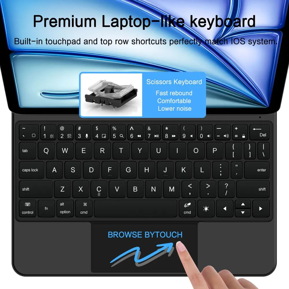 Apple iPad Air 11 7th Gen (2025) tablet suojakuori, suojakotelo musta TECH-PROTECT SMARTCASE MAGNETIC + KEYBOARD
