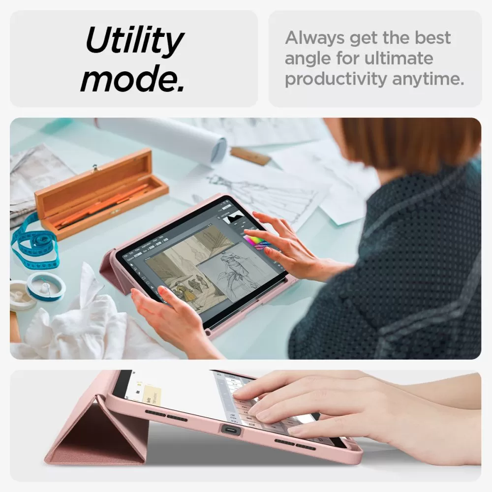 Apple iPad Air 11 7th Gen (2025) tablet suojakuori, suojakotelo pinkki SPIGEN URBAN FIT