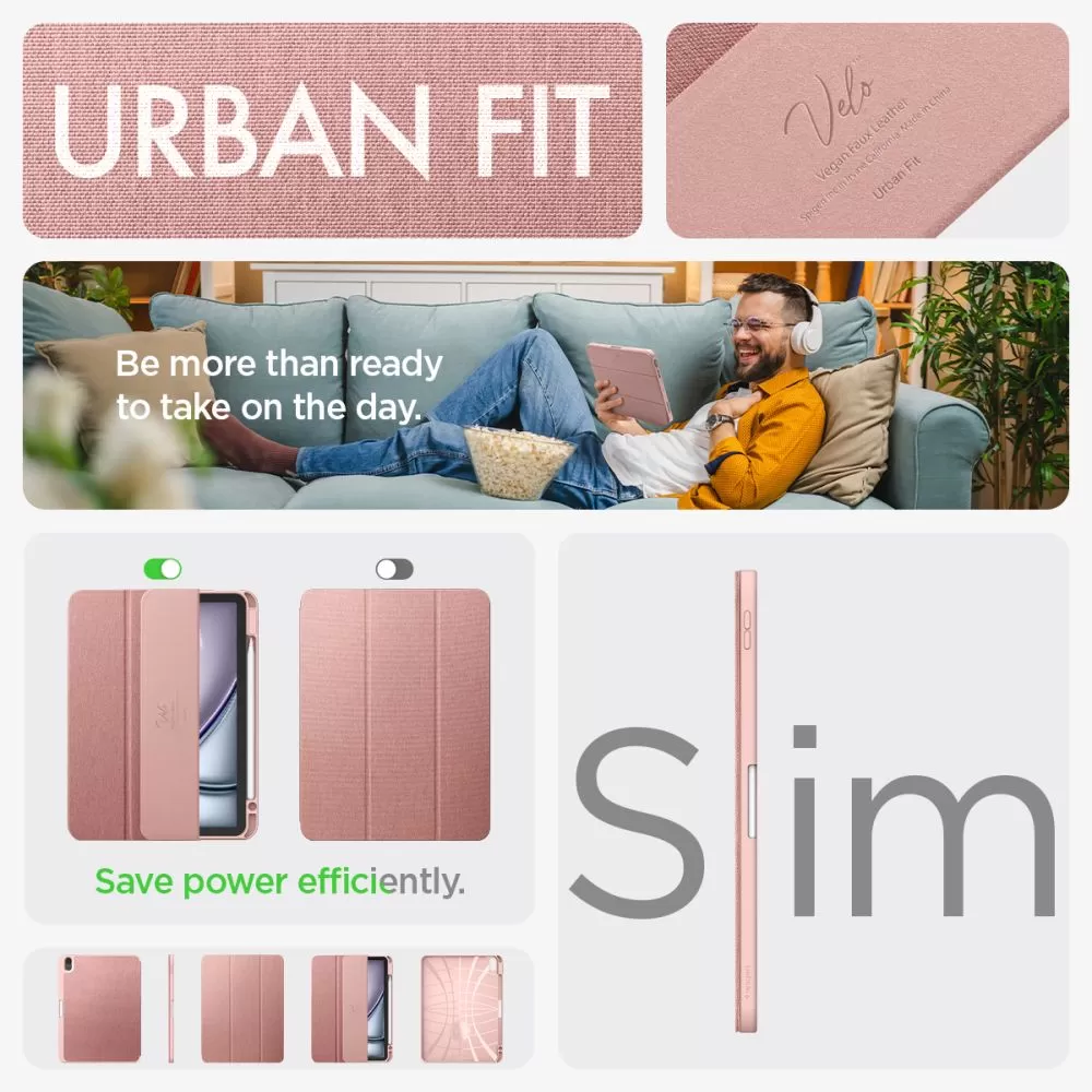 Apple iPad Air 11 7th Gen (2025) tablet suojakuori, suojakotelo pinkki SPIGEN URBAN FIT