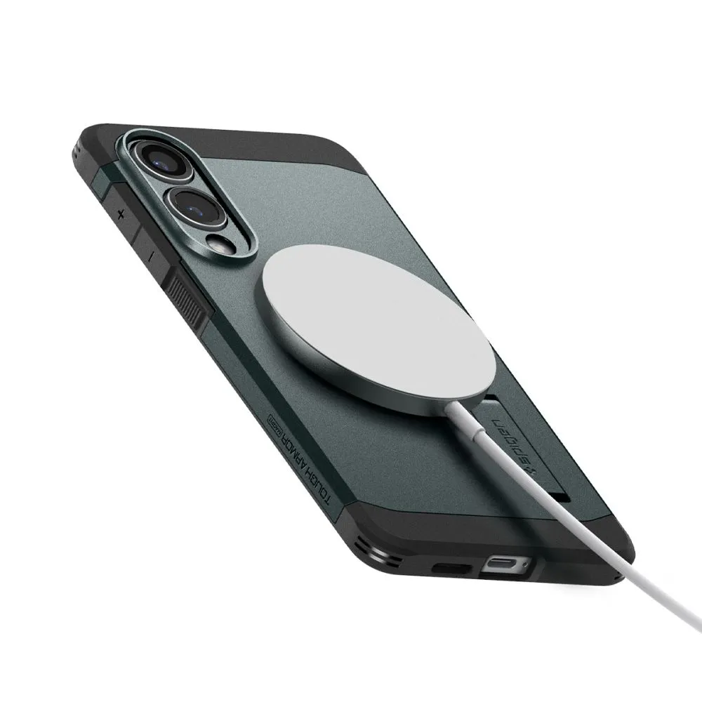 Samsung Galaxy S25 Edge vāciņš zaļš SPIGEN TOUGH ARMOR MAGSAFE