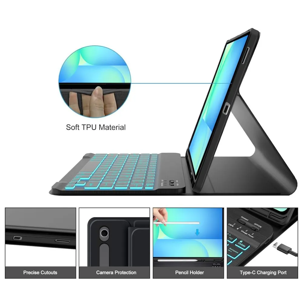 Samsung Galaxy Tab S10 FE Plus maciņš melns TECH-PROTECT SC PEN + KEYBOARD FE+ 13.1 X620 / X626B