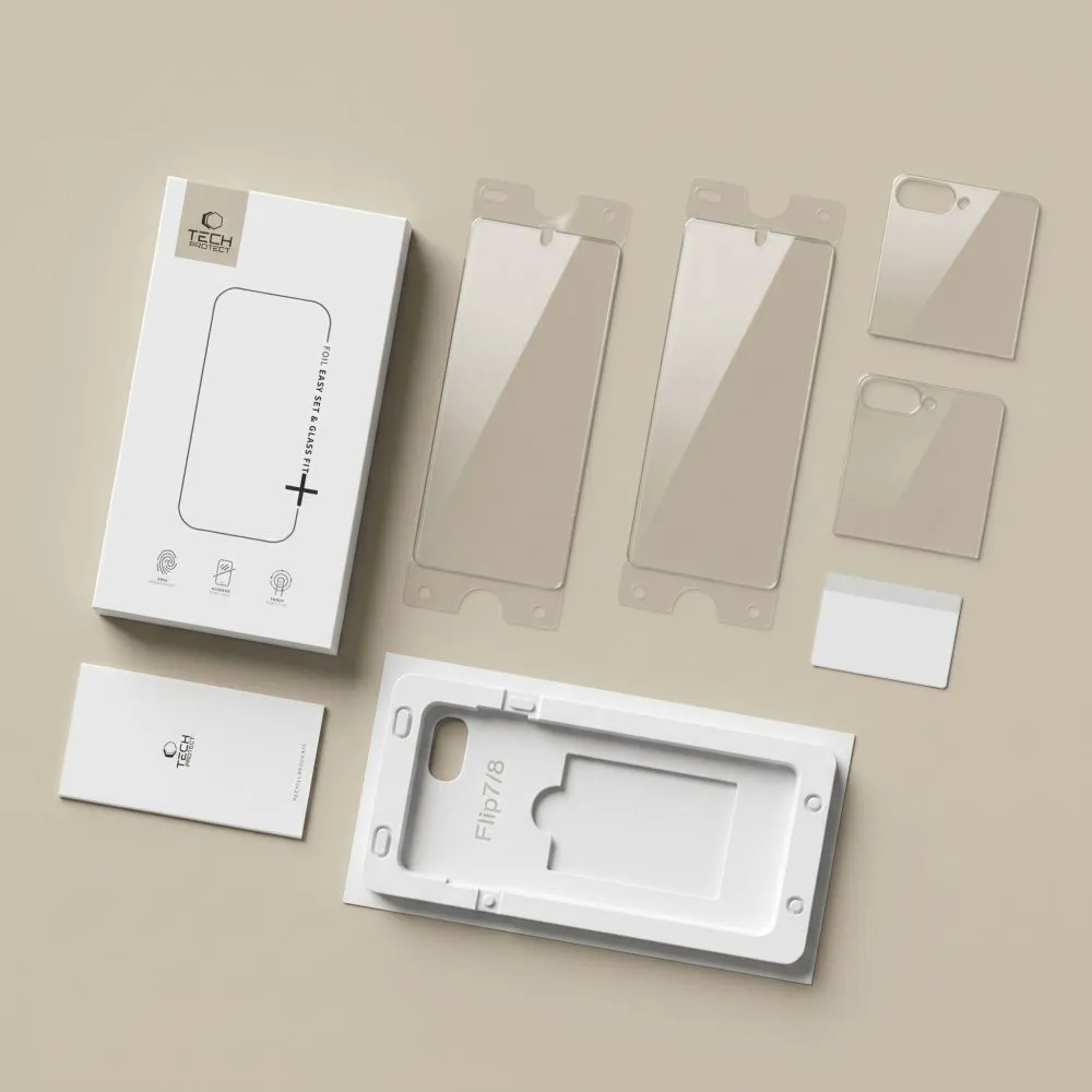 Samsung Galaxy Z Flip 7 Aizsargstikls  TECH-PROTECT EASY SET FOIL GLASS FIT+ 4IN1