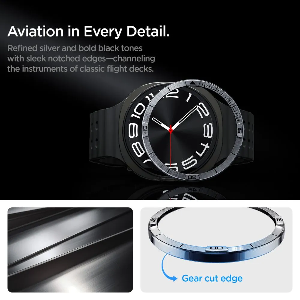 Samsung Galaxy Watch 8 band silver SPIGEN BEZEL TUNE PILOT (44 MM)