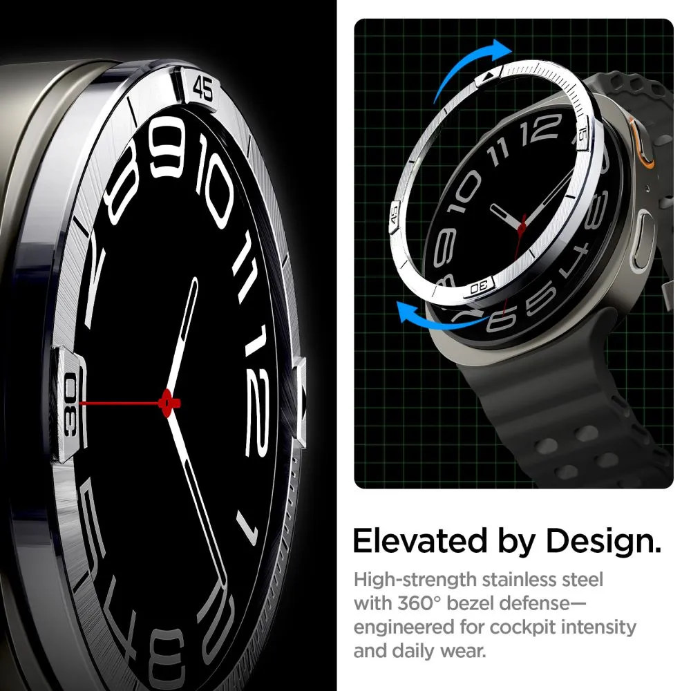 Samsung Galaxy Watch 8 band silver SPIGEN BEZEL TUNE PILOT (44 MM)