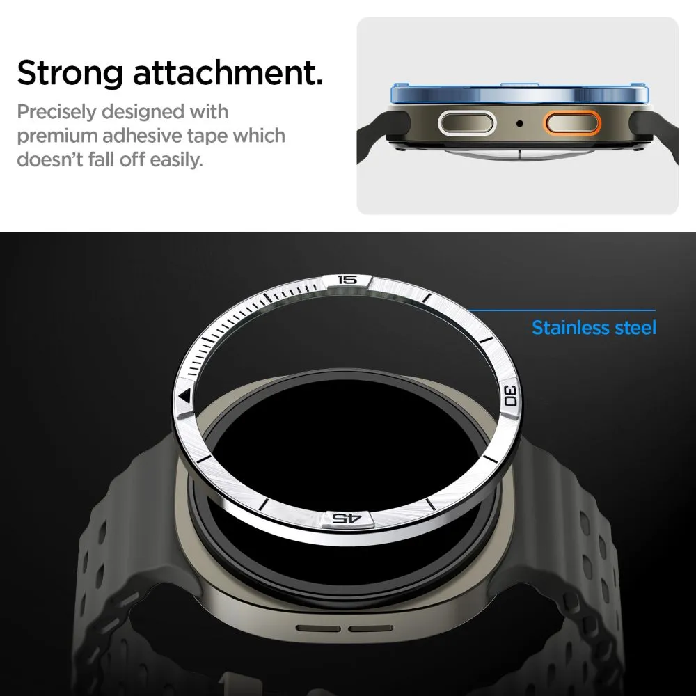 Samsung Galaxy Watch 8 band silver SPIGEN BEZEL TUNE PILOT (44 MM)