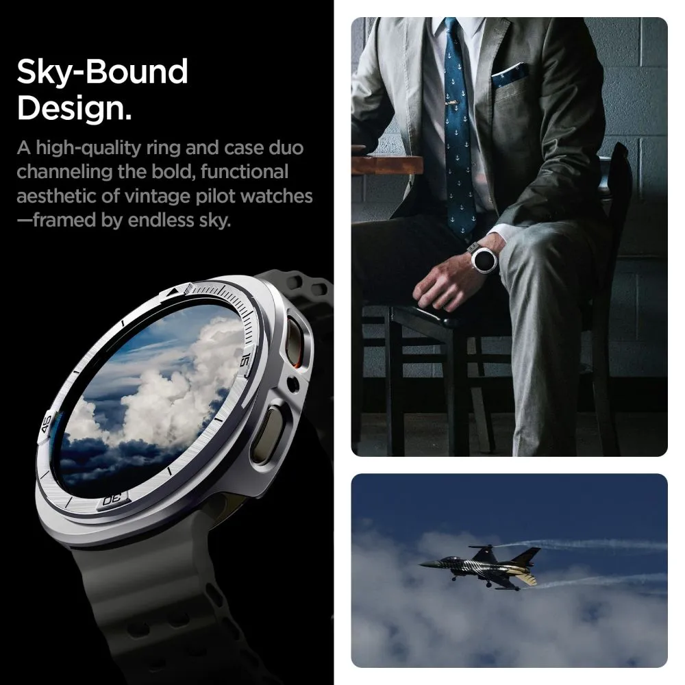 Samsung Galaxy Watch 8 siksniņa sudraba SPIGEN BEZEL TUNE PRO PILOT (44 MM)