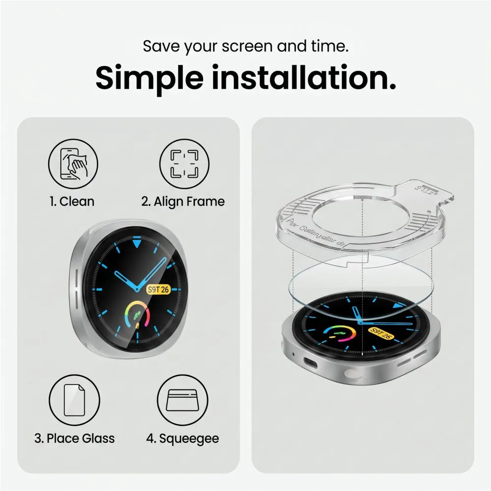 Samsung Galaxy Watch 8 viedpulksteņa aizsargstikls  TECH-PROTECT EASY SET+ 2-PACK (44 MM)