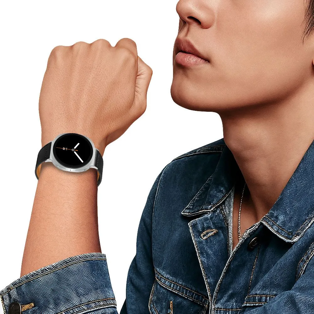 Samsung Galaxy Watch 8 Classic  melns TECH-PROTECT LEATHERFIT (40/44/46 MM)