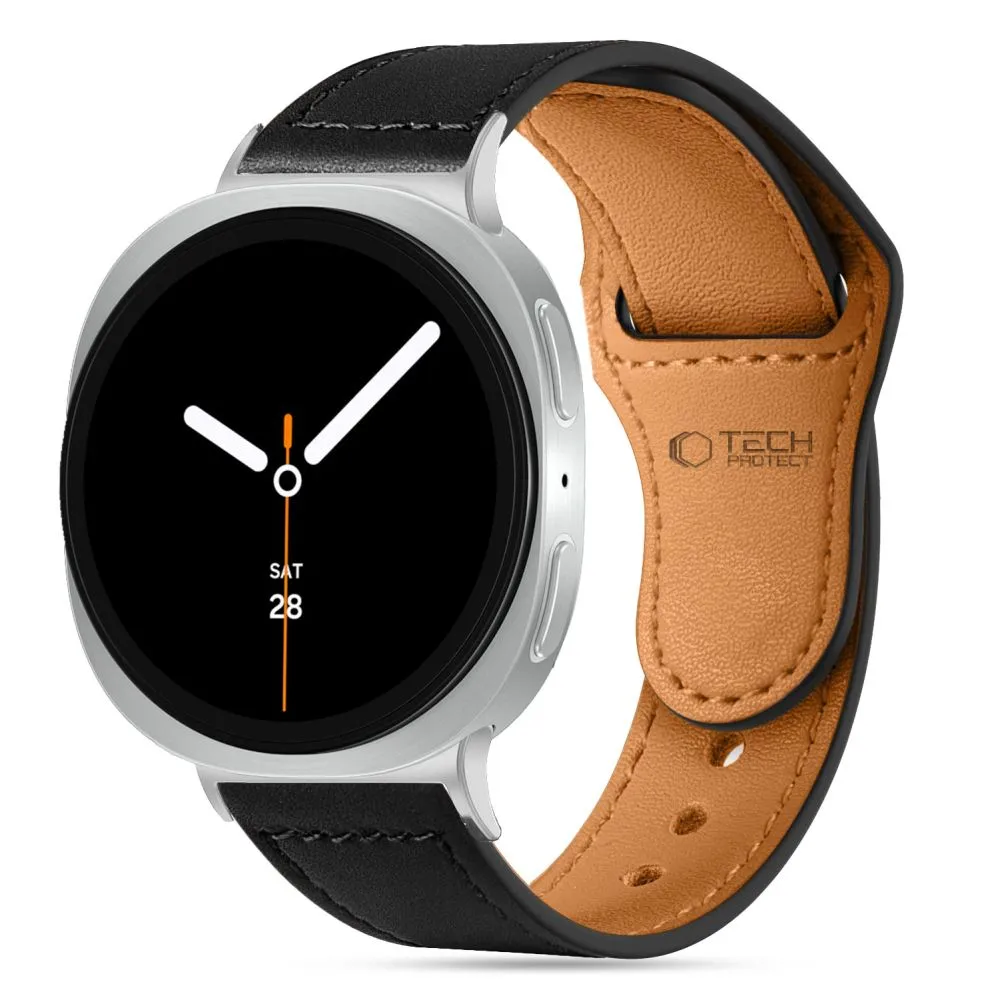 Samsung Galaxy Watch 8 Classic  melns TECH-PROTECT LEATHERFIT (40/44/46 MM)