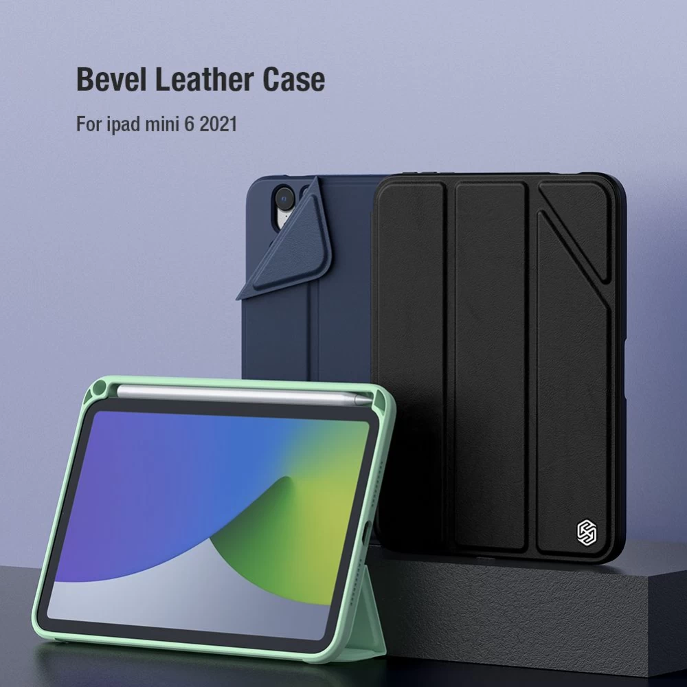 Apple iPad Mini 7 tablet suojakuori, suojakotelo sininen Nillkin Bevel Leather