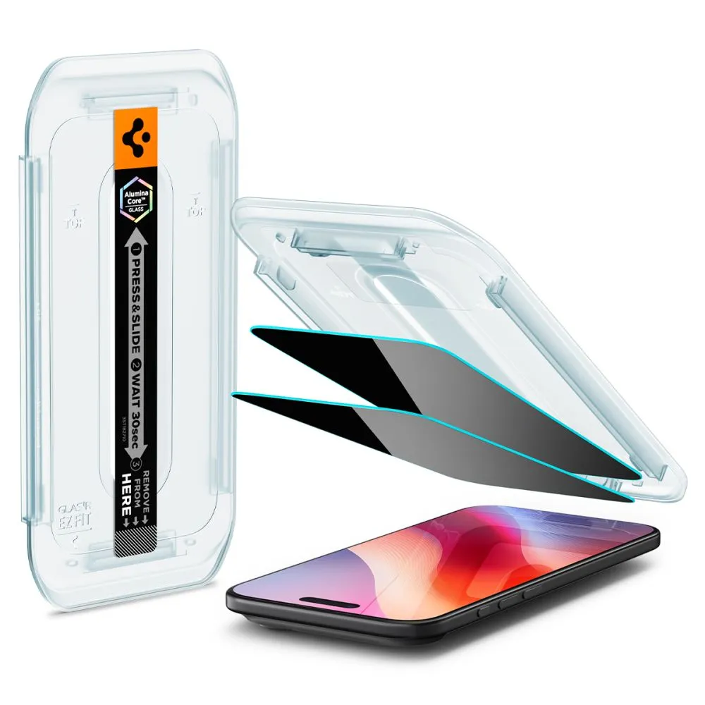Apple iPhone 17 Air skärmskydd  SPIGEN GLAS.TR ”EZ FIT” PRIVACY 2-PACK