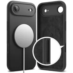 Apple iPhone 17 Air skal svart RINGKE SILICONE MAGNETIC MAGSAFE