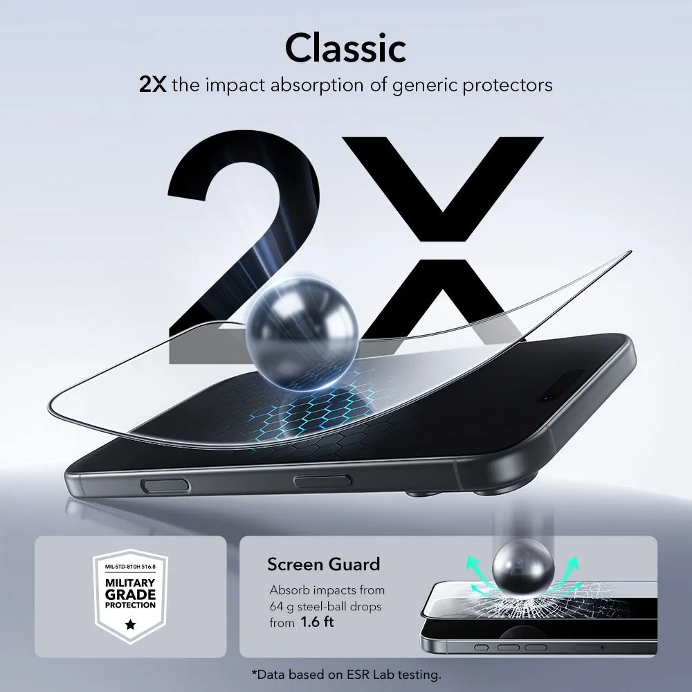 Apple iPhone 17 Pro aizsargstikls  ESR ULTRAFIT TEMPERED GLASS 2-PACK