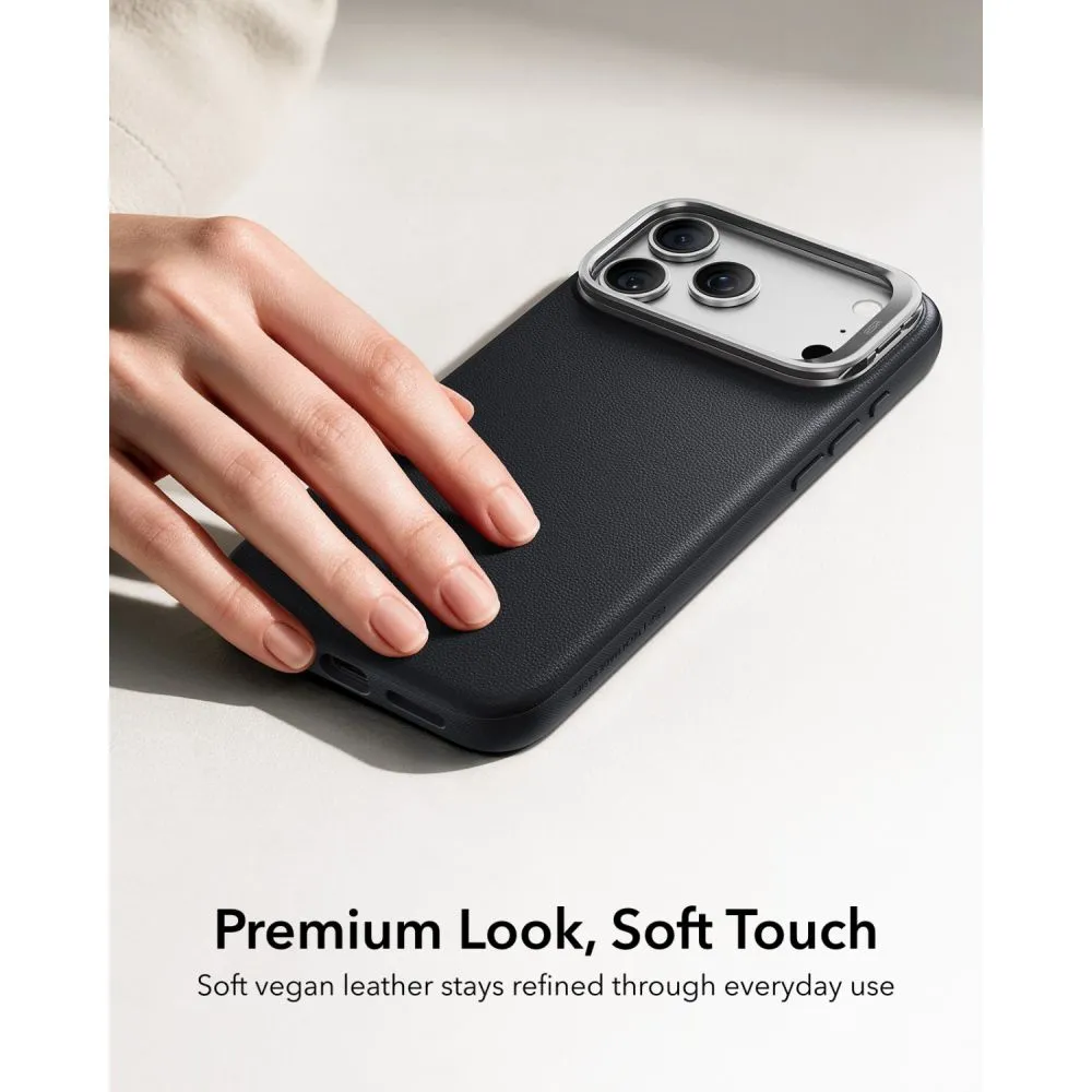 Apple iPhone 17 Pro skal svart ESR LEATHER KICKSTAND MAGSAFE