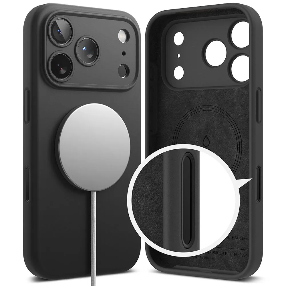 Apple iPhone 17 Pro skal svart RINGKE SILICONE MAGNETIC MAGSAFE