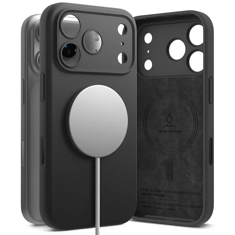 Apple iPhone 17 Pro skal svart RINGKE SILICONE MAGNETIC MAGSAFE