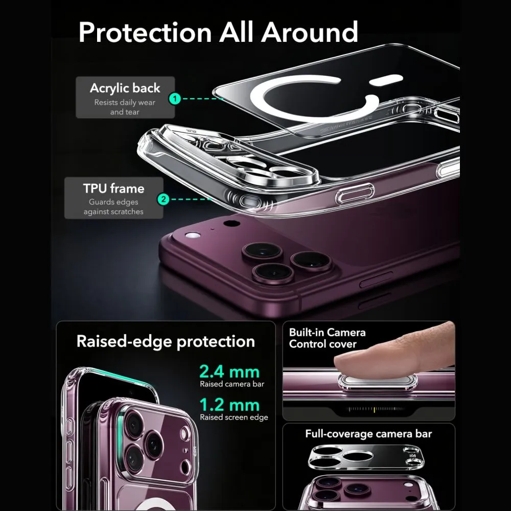 Apple iPhone 17 Pro Max Telefona vāciņš ESR CLASSIC HYBRID MAGSAFE and TEMPERED GLASS
