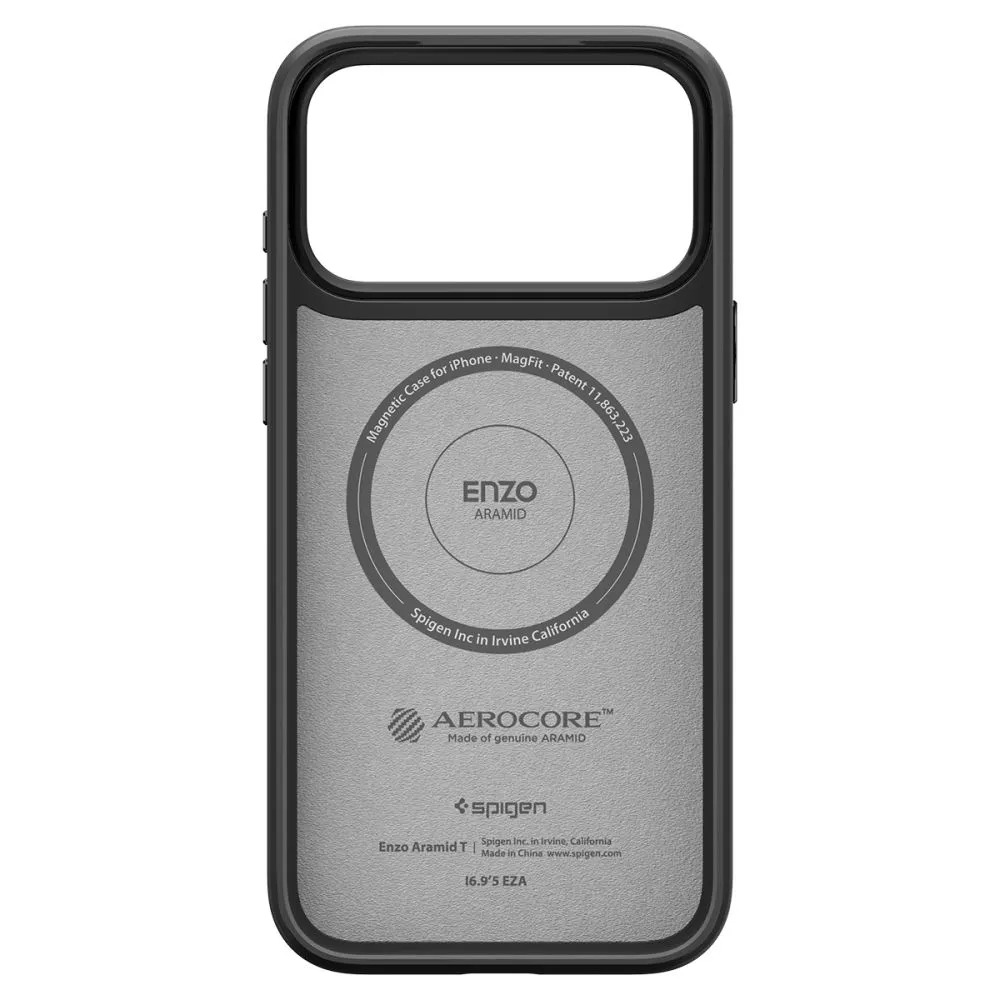 Apple iPhone 17 Pro Max suojakuori musta SPIGEN ENZO ARAMID ”T” MAG MAGSAFE